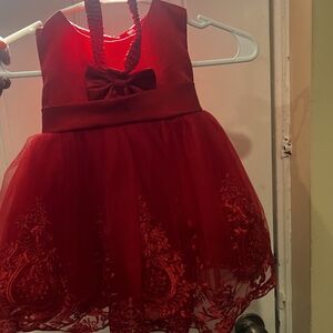 Elegant Red Lace Baby Dress